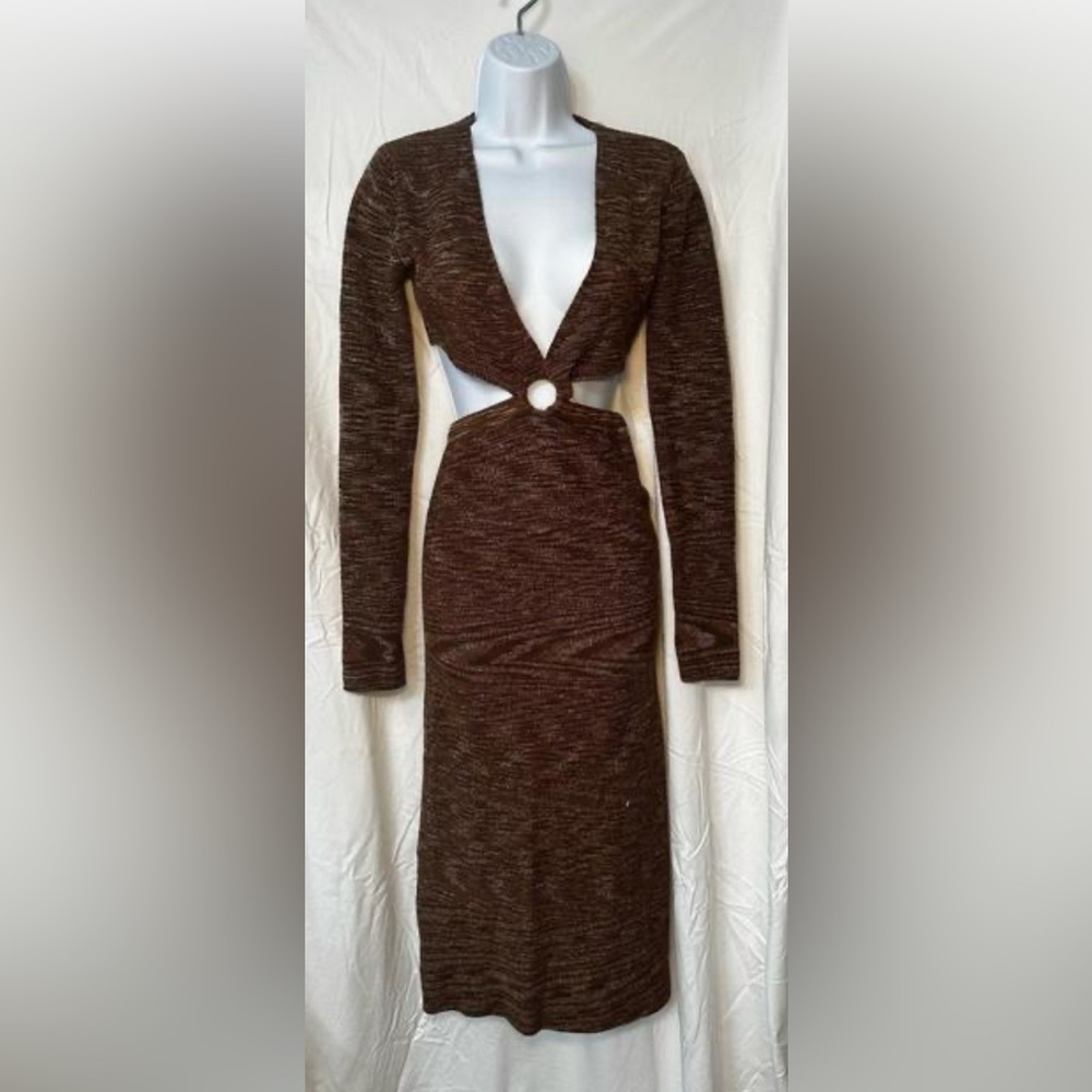 UPROAR MOCHA KNIT MIDI DRESS - Picture 4 of 5